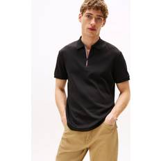 Tommy Hilfiger Polo Shirts on sale Tommy Hilfiger Cotton Regular Fit Zip Front Polo Shirt - Black