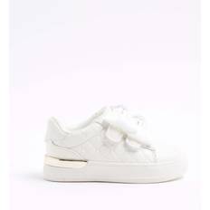 Polyurethane Trainers Children's Shoes River Island Mini Girl Bow Trainers - White