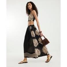 River Island Printed Beach Maxi Skirt - Black