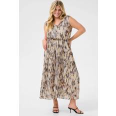 Plissering Klänningar Kaffe Curve Kcvicka Dress Dam Maxiklänningar - Grey Graphic Blur Print
