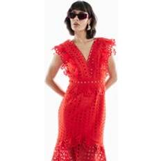 Midi Dresses River Island Womens Broderie Midi Dress - Red