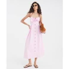 River Island Bow Detail Button Up Midi Dress - Pink
