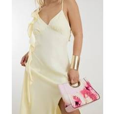 River Island Womens Floral Metal Handle Clutch Bag - Pink Floral