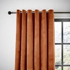 Dunelm Recycled Velour Eyelet Curtains - Orange