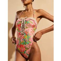 River Island Floral Bandeau Swimsuit - Pink