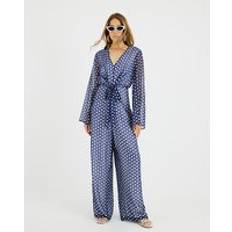 River Island Jumpsuits & Overalls River Island Polka Dot Tie Front Jumpsuit - Navy