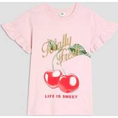 Girls Frill T-Shirt - Pink Cherry
