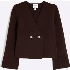 River Island Cardigans River Island Womens Long Sleeve Asymmetric Button Cardigan - Brown