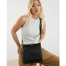 River Island Messenger Bags River Island Monogram Messenger Bag - Black Patent