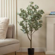 Faux Eucalyptus Tree in Black Pot - Green