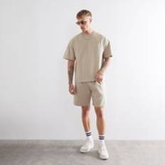 Shorts and t shirt set River Island Mens Beige Oversized Fit T-Shirt And Shorts Set - XL