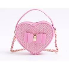 River Island Tasker River Island Pink Girls Faux Leather Heart Cross-Body Bag