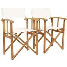 Charles Bentley Cream Wooden 2 Folding Directors Chairs