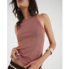 River Island Womens Sleeveless Metallic Tank Top - Pink