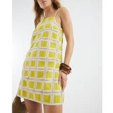 River Island Womens Yellow Sleeveless Crochet Mini Shift Dress - Yellow