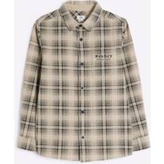 River Island Boys Shinjuku Check Shirt - Beige