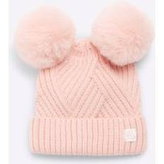 River Island Baby Girls Double Pom Pom Beanie Hat - Pink