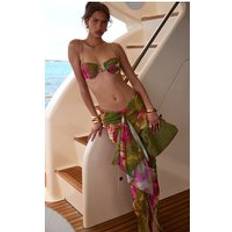 PrettyLittleThing Orchid Print Chiffon Knot Front Maxi Beach Skirt - Green