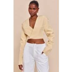 Gula Kavajer PrettyLittleThing Butter Yellow Wrap Waist Tie Blazer