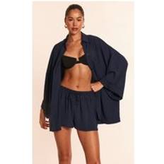 PrettyLittleThing Floaty Oversized Drop Shoulder Beach Shirt - Blue