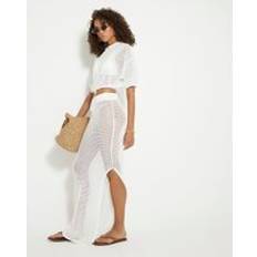 Women Swimsuit Cover-Ups & Sarong Wraps River Island Cream Crochet Maxi Beach Skirt - Womens