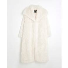 River Island Womens Plus Cream Faux Fur Maxi Coat - 20