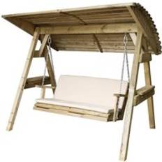 Beige Canopy Porch Swings Zest Pad & Back Cushion For Miami Santorini 3 Seater Swing Seat Bench Stone