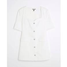 River Island Petite Sweetheart Button Mini Dress - White