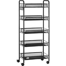Plastic Trolley Tables Homcom 5 Tier Utility Rolling Cart Black Trolley Table