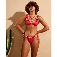 River Island Frilled Triangle Bikini Top - Red