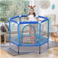 Trampolines LOVMOR 55 Inch Toddlers Trampoline with Safety Enclosure Net and Balls