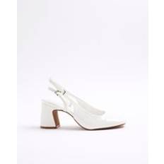 River Island Curved Block Court Heels - White