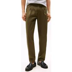 Men - Pleats Trousers Tommy Hilfiger Tapered Fit Chinos - Army Green
