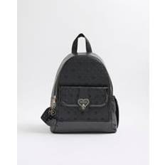 River Island Backpacks River Island Girls Black Cream Heart Lock Pocket Backpack - Black