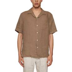 J.Lindeberg Men Shirts J.Lindeberg Elio Linen Melange Shirt - Brown