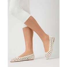 Faux Leather Low Shoes Public Desire Alundra Woven Bow Detail Ballet Pump Flats - White