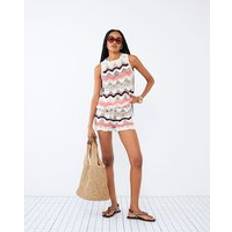 River Island Womens Chevron Knit Shorts - Orange