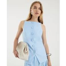 Blue - Women Vests River Island Square Neck Strappy Waistcoat - Blue