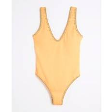 River Island Swimsuits River Island Textured Plunge Neck Swimsuit - Orange