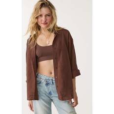 Stradivarius Linen Blend Shirt - Brown