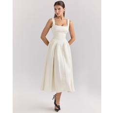 Isabeau Satin Corset Midi Dress - Ivory