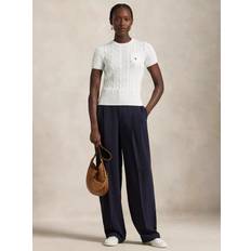 Ralph Lauren M Tröjor Ralph Lauren Logo Cable Knit Short Sleeve Jumper - White