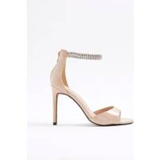 High Heel Heels & Pumps River Island Embellished Strap Peep Toe Heels - Pink