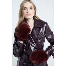 Gloves & Mittens River Island Womens Fur Mittens - Red Faux