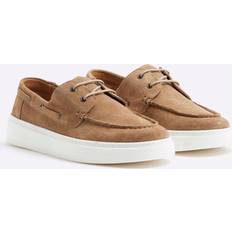 Boat Shoes River Island Mens Brown Suede Cupsole Boat Shoes - 7