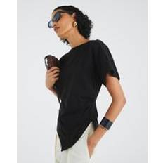 Womens Short Sleeve Drape Side T-Shirt - Black