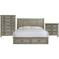 Bed Packages Picket House Furnishings Damen King Storage 3PC Bedroom Set in Drift Grey