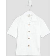 River Island Mini Boys Ecru Grid Textured Shirt - Beige