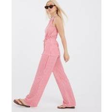 Red - Women Trousers River Island Womens Gingham Wide Leg Trousers - Red