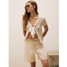 River Island Cardigans River Island Cream Crochet Bow Front Cardigan - Womens